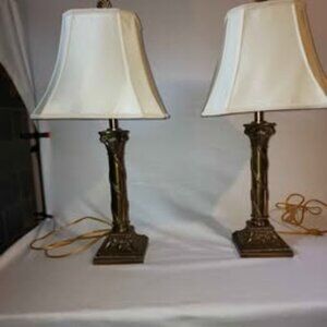 STIFFEL Roman Column Gold Lamps Pair
